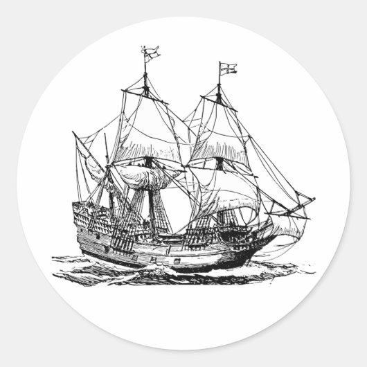 Sticker Rond Navire de Colomb (Devant)