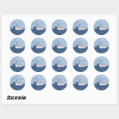 Sticker Rond Navire en mer (Feuille)