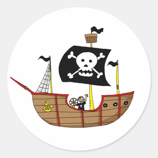 Sticker Rond Navire pirate (Devant)