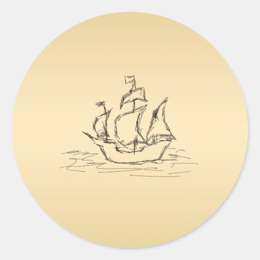 Sticker Rond Navire pirate. (Devant)