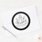 Sticker Rond Navire pirate. (Enveloppe)