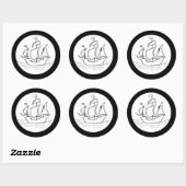 Sticker Rond Navire pirate. (Feuille)