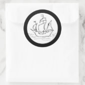 Sticker Rond Navire pirate. (Sac)