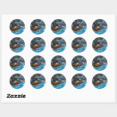 Sticker Rond Navire Pirate dans la Tempête (Feuille)