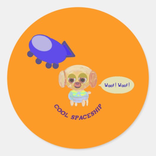 Sticker Rond Navire spatial (Devant)