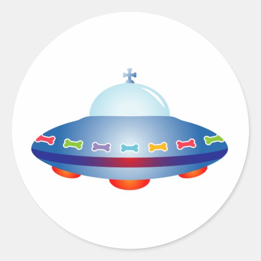 Sticker Rond Navire spatial UFO (Devant)