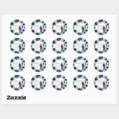 Sticker Rond Navy Baby Blue Floral Twins Boy Girl Quinceanera (Feuille)