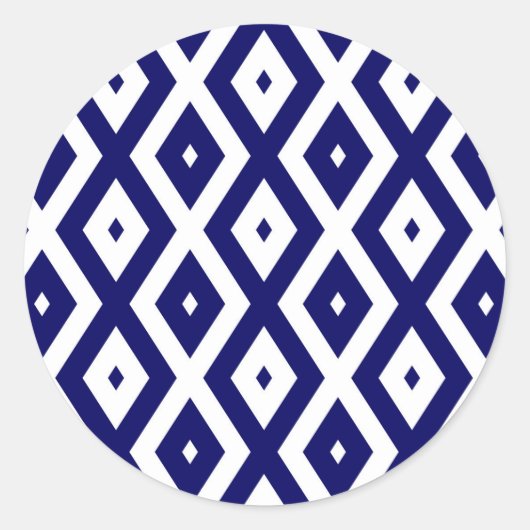 Sticker Rond Navy blue and white diamond pattern (Devant)