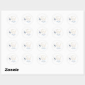 Sticker Rond Navy Blue Bow Elegant Script Thank You (Feuille)