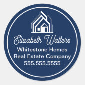 Sticker Rond Navy Blue Real Estate Company Customized Realtor (Devant)