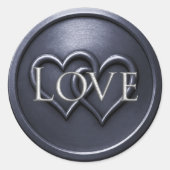 Sticker Rond Navy  Blue Two Hearts Intertwined Wedding (Devant)