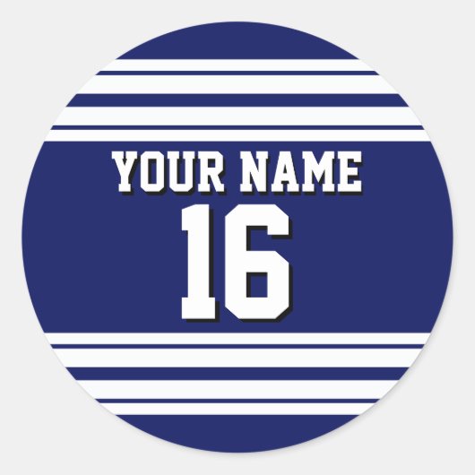 Sticker Rond Navy Blue White Team (Devant)
