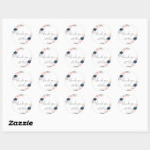 Sticker Rond Navy Blush floral mariage (Feuille)