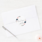 Sticker Rond Navy Blush floral shower de mariage (Enveloppe)