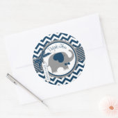 Sticker Rond Navy Elephant et Chevron Imprimer Merci (Enveloppe)