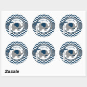 Sticker Rond Navy Elephant et Chevron Imprimer Merci (Feuille)