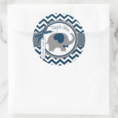 Sticker Rond Navy Elephant et Chevron Imprimer Merci (Sac)