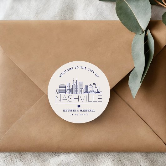 Sticker Rond Navy Nashville Skyline | Accueil mariage