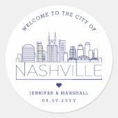 Sticker Rond Navy Nashville Skyline | Accueil mariage (Devant)