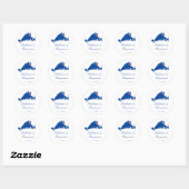 Sticker Rond Navy Oak Bluffs de Martha's Vineyard (Feuille)