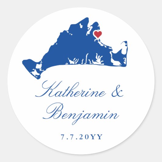Sticker Rond Navy Oak Bluffs de Martha's Vineyard (Devant)