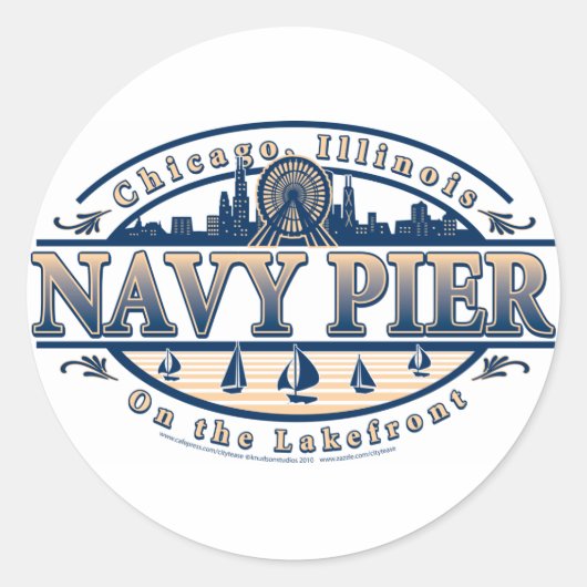 Sticker Rond Navy Pier Chicago (Devant)