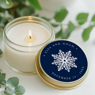Sticker Rond Navy Snowflake Mariage Adresse de la famille de No