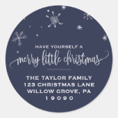 Sticker Rond Navy Snowflon Noël Adresse de retour (Devant)