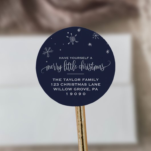 Sticker Rond Navy Snowflon Noël Adresse de retour