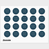 Sticker Rond Navy Typographique Élégant (Feuille)