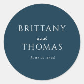 Sticker Rond Navy Typographique Élégant (Devant)