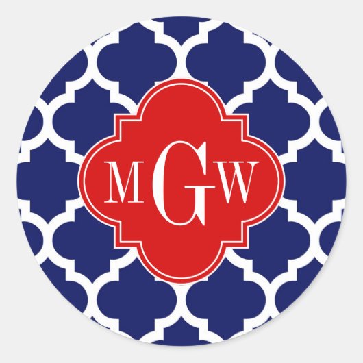 Sticker Rond Navy White Moroccan (Devant)