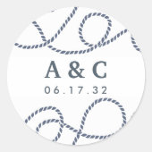 Sticker Rond Navy & White | Seaworthy Wedding Monogram (Devant)