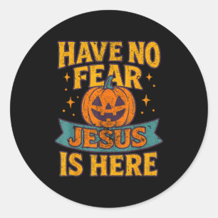 Sticker Rond N'ayez Aucune Peur Jésus Est Ici Noël Vintage Hall