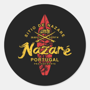 Sticker Rond Nazare Portugal Surf vintage _1