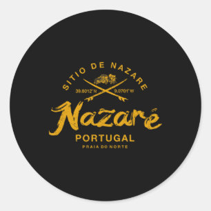 Sticker Rond Nazare Portugal Surf Vintage Rétro