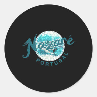 Sticker Rond Nazare Portugal Vintage Surfing _3 