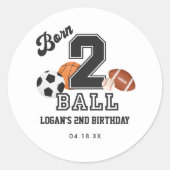 Sticker Rond Né 2 Ball Sport Thématique Garçon 2e fête d'annive (Devant)