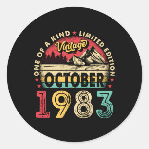 Sticker Rond Né 40E Anniversaire 40 Octobre 1983