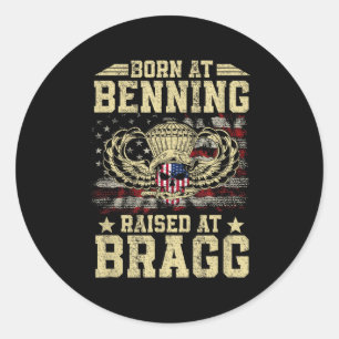 Sticker Rond Né À Ft Benning Levé Fort Bragg Airborne Vete