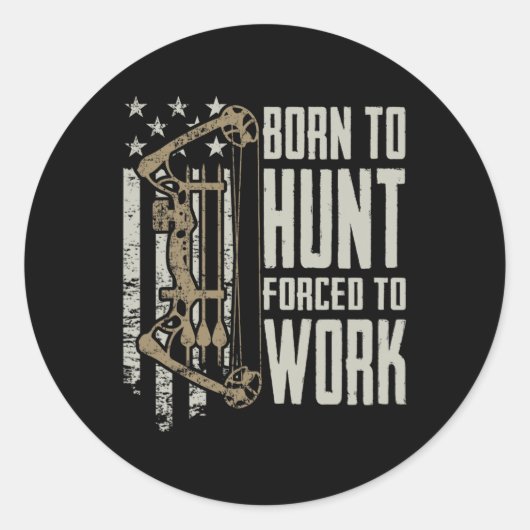 Sticker Rond Né À La Chasse À La Bow Forcée À Travailler - Drôl (Devant)
