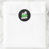 Sticker Rond Né Au Golf Forcé À Travailler (Sac)