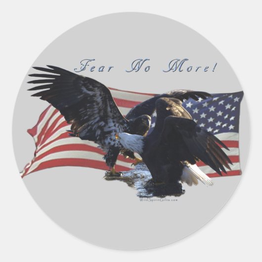 Sticker Rond "Ne crains Plus !" Drapeau Eagle/US (Devant)