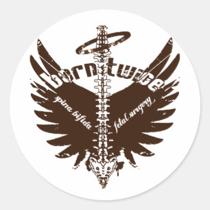 Sticker Rond Né Deux fois Spina Bifida Chirurgie foetale Ange A