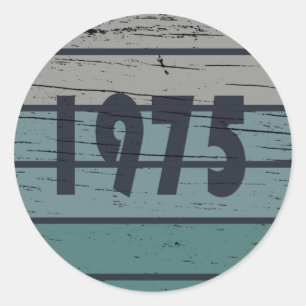 Sticker Rond Né en 1975 fête d'anniversaire vintage