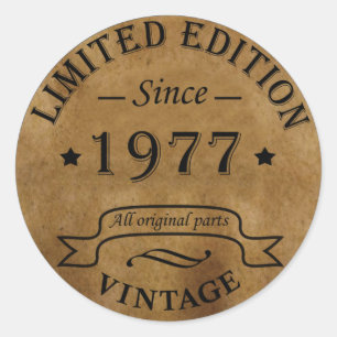 Sticker Rond Né en 1977 anniversaire vintage
