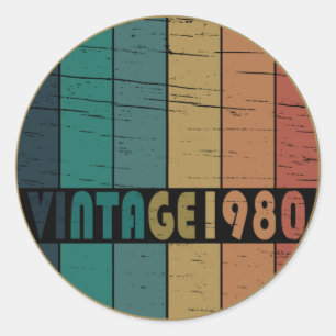 Sticker Rond Né en 1980 anniversaire vintage