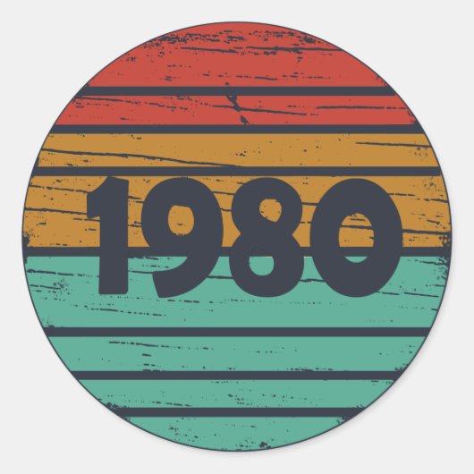 Sticker Rond Né en 1980 cadeau d'anniversaire vintage (Devant)