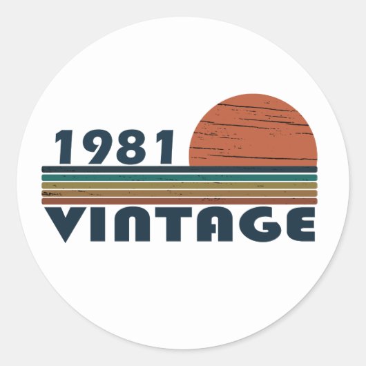 Sticker Rond Né en 1981 cadeau d'anniversaire vintage (Devant)
