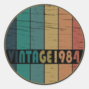 Sticker Rond Né en 1984 anniversaire vintage